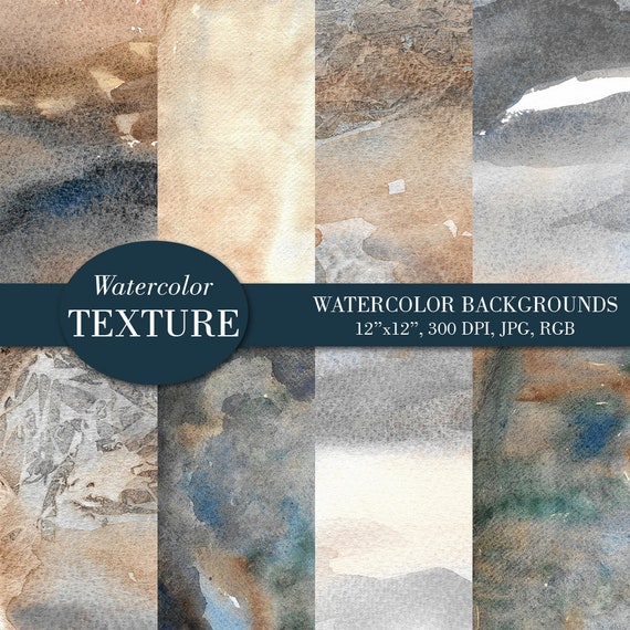 Grey Blue Brown Watercolor Background Texture Neutral Etsy