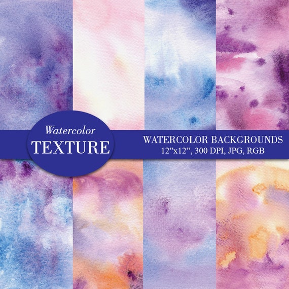 Blue Watercolor Texture Purple Watercolor Background Pink Etsy