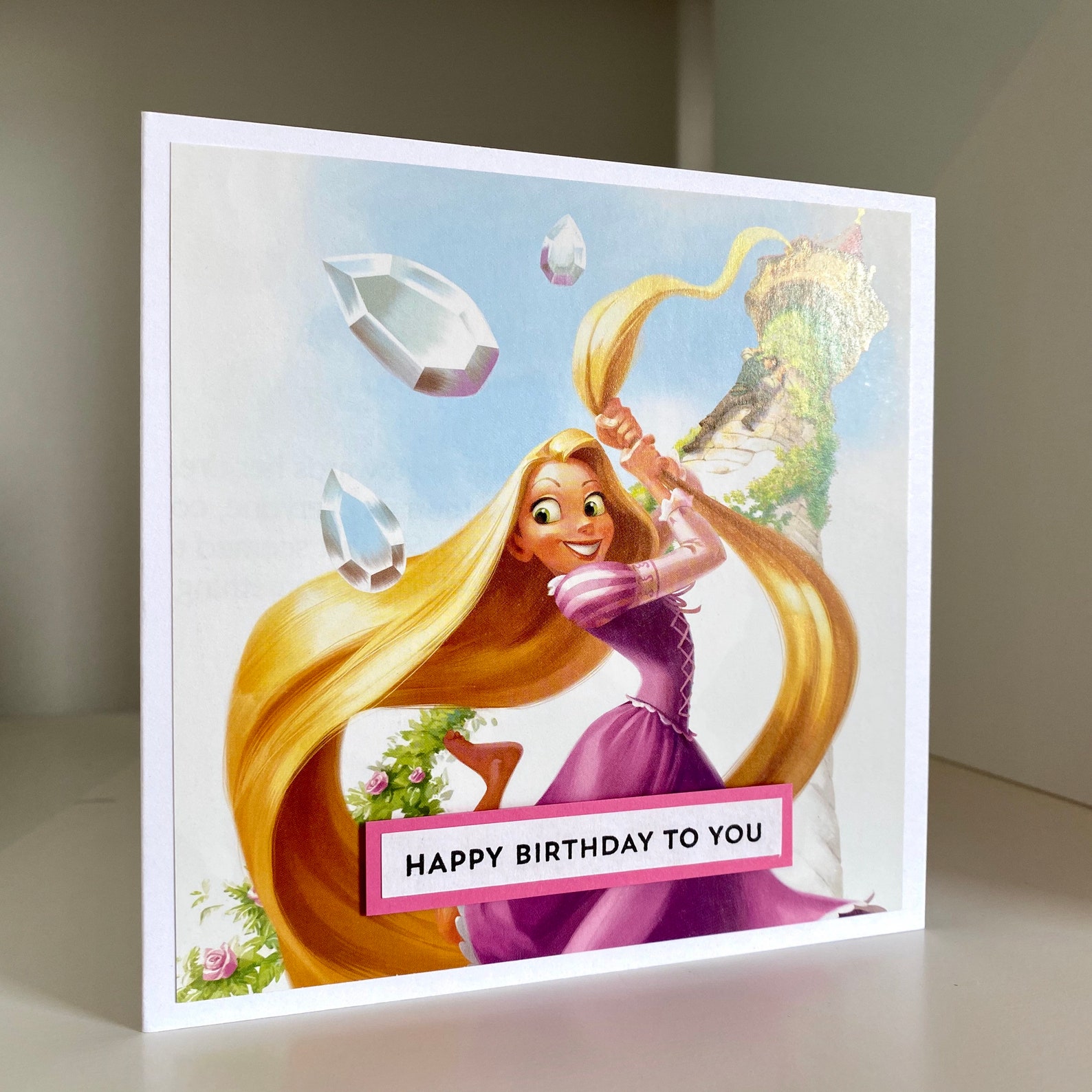 Tangled Princess Rapunzel Handmade Birthday Card Happy | Etsy