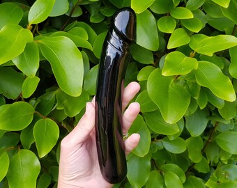 Large Black Obsidian Penis Shape Yoni Wand / Crystal Dildo / Goddess Wand.