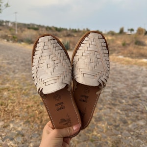Off White Huarache Mules | Mexican Huaraches | Mexican Artisanal Sandals | Leather Sandals for Women | Gift for Her