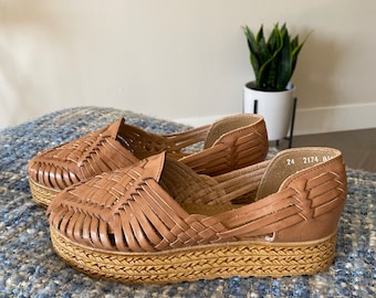 Espadrilles Huaraches marron clair | Sandales artisanales mexicaines | Sandales en cuir pour femme | Cadeau pour elle