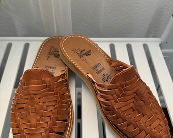 Mules Huaraches marron clair | Huaraches mexicaines | Sandales artisanales mexicaines | Sandales en cuir pour femme | Cadeau pour elle