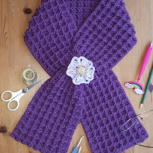 Simple Waffle Scarf with Double Keyhole Crochet Pattern image 1