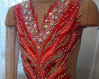 Custom Made Girls Rhythmic Gymnastic Leotard, jumpsuit or rhythmic gymnastics, acrobatics, figure skating, 新体操レオタード