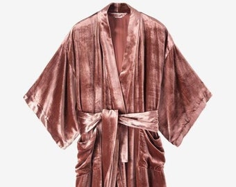 pink velvet dressing gown