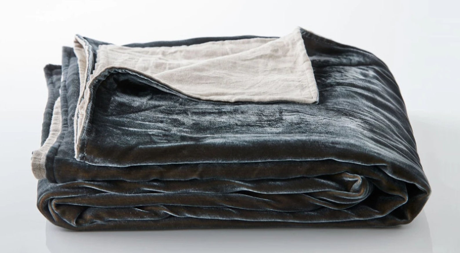 Natural Silk Velvet Throw Blanket Coverlet Linen Back Side Etsy