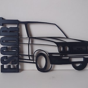 Ford Escort RS2000 Line Art – Decoración de coche clásico impresa en 3D – Regalo para entusiastas de los coches – Arte retro para la pared del garaje