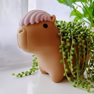 Niedlicher Capybara-Übertopf - Kawaii-Tier-Blumentopf - Lustiges Geschenk für den Schreibtisch - Sukkulenten-Blumentopf
