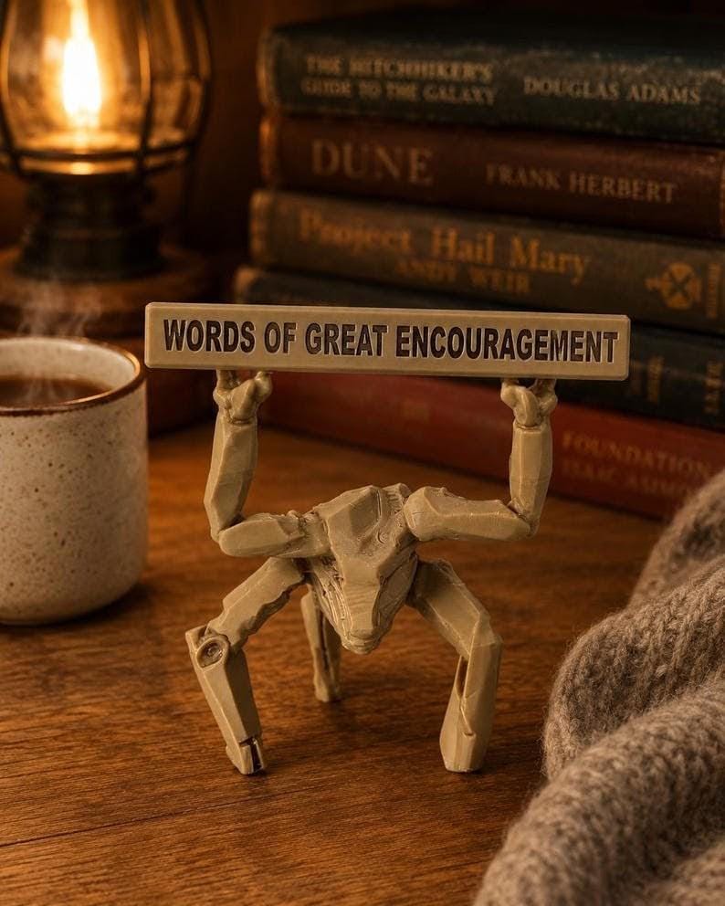 Project Hail Mary Rocky Figure - 3D Printed Sci Fi Desk Decor - Andy Weir Gift - Book Lover Gift - Sci Fi Fan Gift - Bookshelf Decor Words Of Great ...