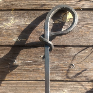 Garden stick, decorative stick with forged loop made of square steel 12 mm, rod loop