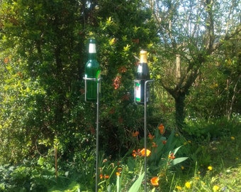 Beer bottle holder for the garden