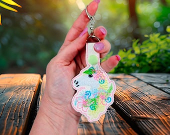 Tropical Horse key fob digital ITH embroidery design