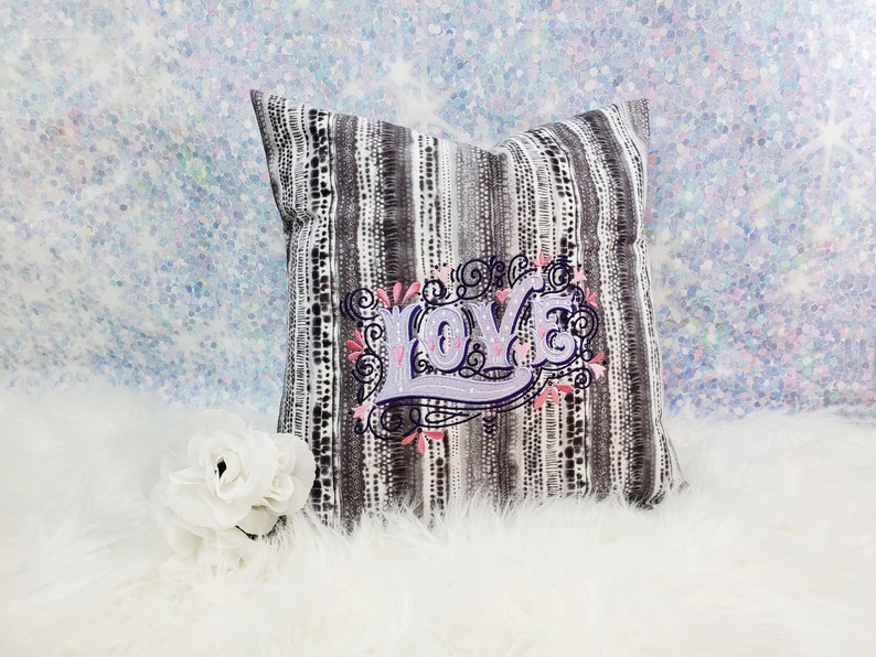 Love style decor Accent pillow cover Embroidered pillow cover 16 x 16 Pillow insert option