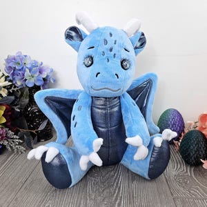 Dragon plush blue and white