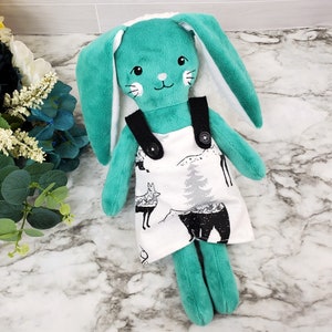 Boy Bunny Doll, green soft mink rabbit