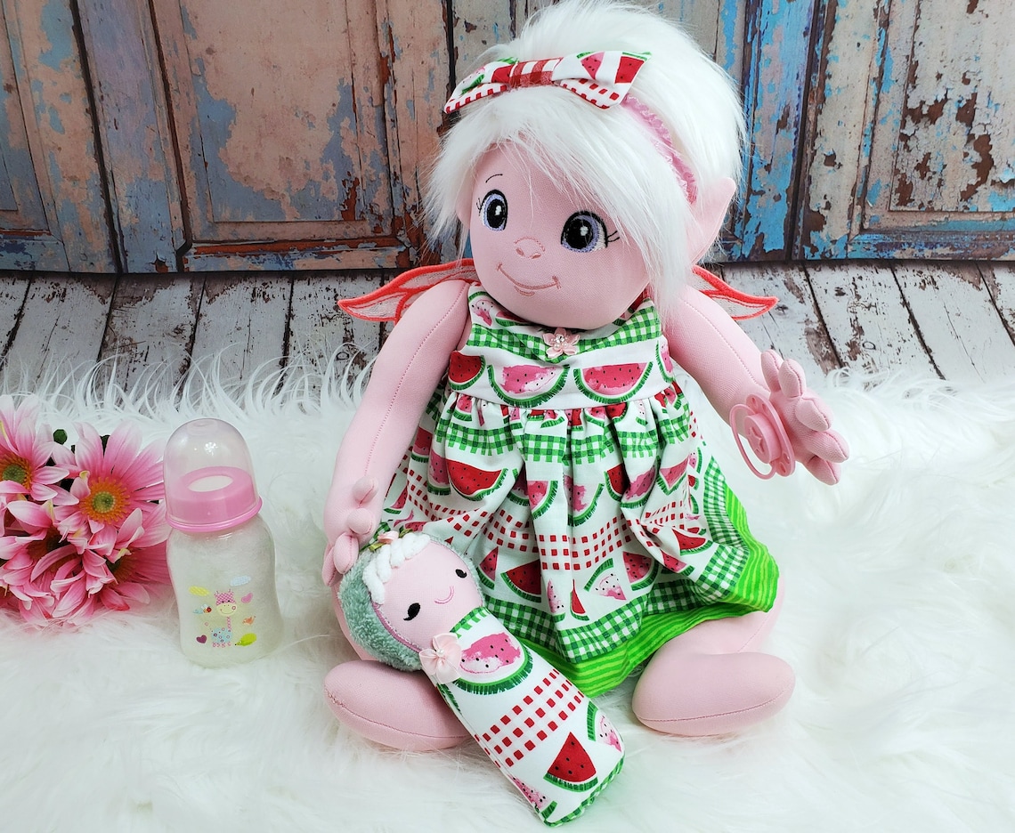 Cloth Fairy Baby Doll Watermelon Slice 21 Inch Soft Doll Etsy