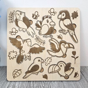 Birds wooden Montessori puzzle