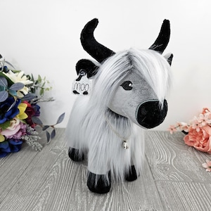 Highland Cow plush silver and black