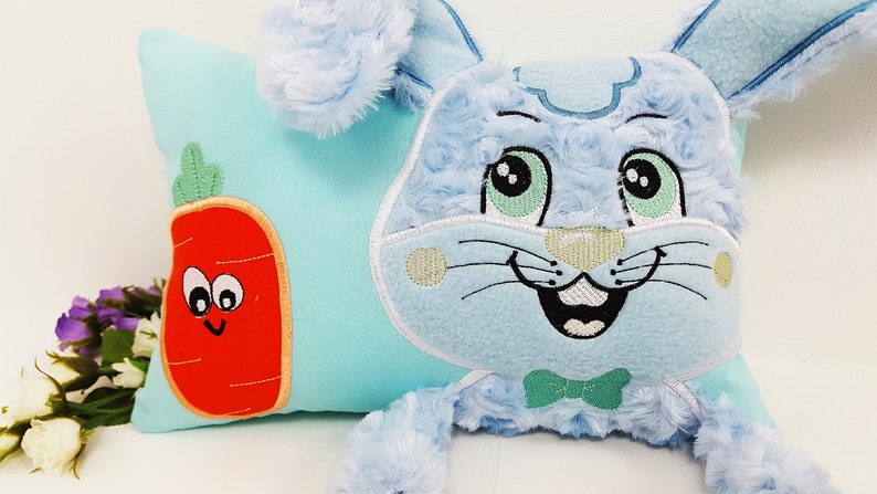 Bunny Pillow Blue Easter Stuffed Animal Etsy