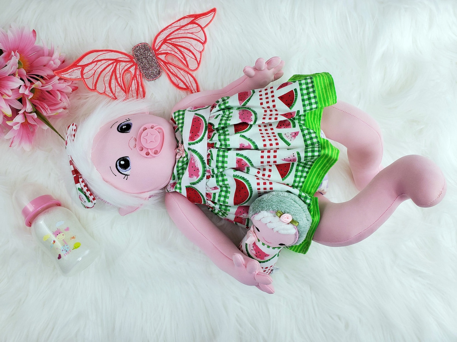 Cloth Fairy Baby Doll Watermelon Slice 21 Inch Soft Doll Etsy