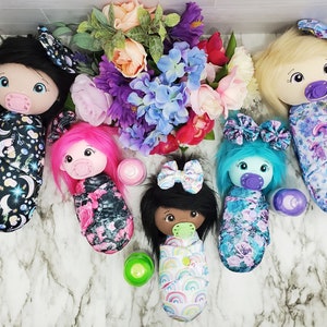 Custom fabric swaddle doll