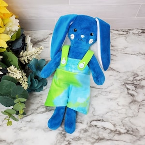 Boy Bunny Doll, blue soft mink rabbit