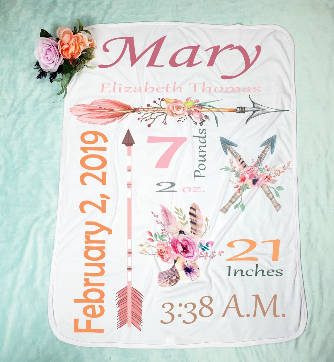 Custom Birth Stats Blanket Personalized Baby Blanket Minky Etsy Israel