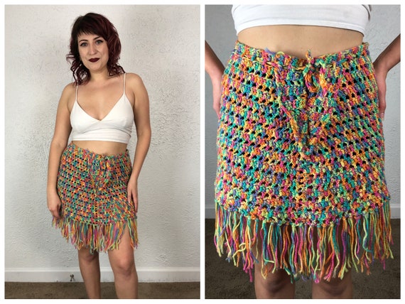 Crew Skirt Size.6 Size S & J 2 PieceVintage 70s  Hand Crocheted Top