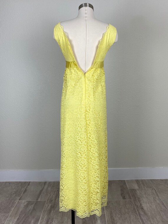 Size XS | Vintage 1960s 60s Yellow Sleeveless Lac… - image 5