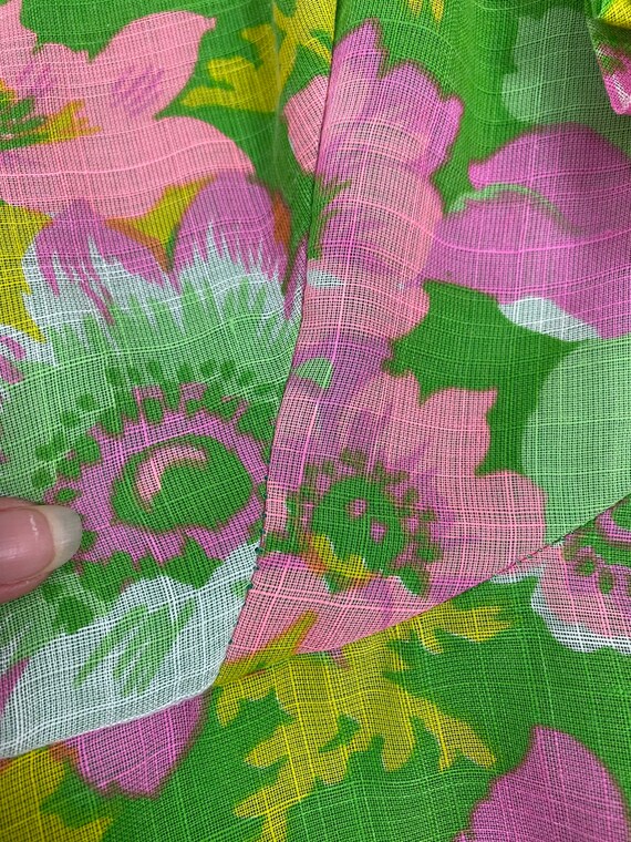 Vintage Vtg 1970s 70s Green Pink Yellow Sleeveles… - image 9