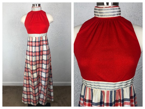 1970s 70s Red White and Blue with Silver Lurex Moc