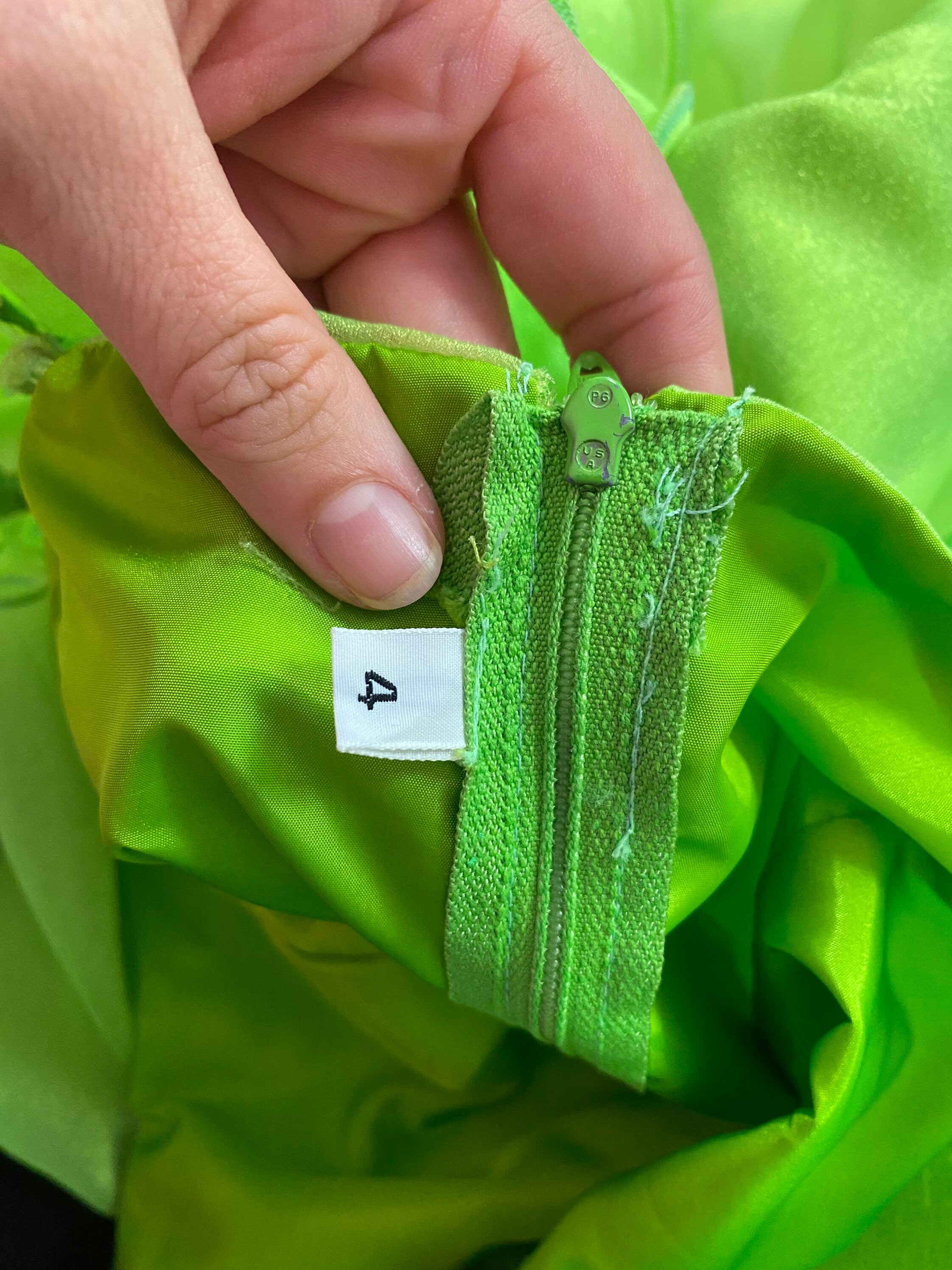 Vintage 1980s 80s Neon Lime Green Draped Peplum Formal Gown Prom Dress ...