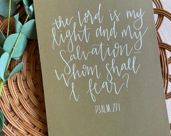 Psalm 27:1 Scripture Print | Christian Wall Art (5x7)