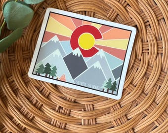 Colorado State Vinyl Sticker: Mountain Sunset Laptop Decal