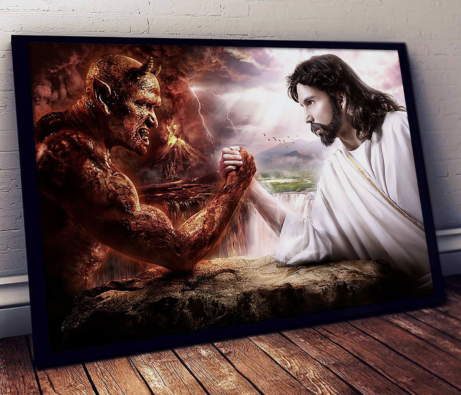 Jesus Christ Fight Vs the Devil Satan Poster or Canvas - Etsy UK