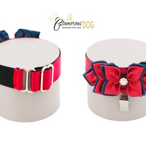 Dog show armband number holder - Sense of elegance - red & dark blue