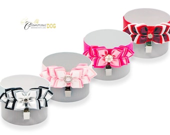 Dog show armband number holder - Sense of elegance - white, pink and red combinations