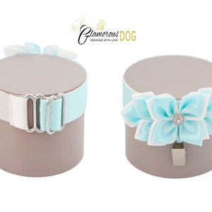 Dog show armband number holder - Sense of elegance - light blue and white