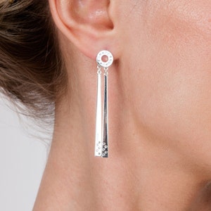 Art Deco Earrings, 20s Style Earrings, Classy Silver Earrings, Geometric Deco Earrings, White Topaz Drop Earrings, Vintage Silver Earrings