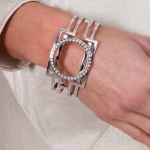 Sterling Silver Bangle, Art Deco Silver Bangle, Hinged Silver Bangle