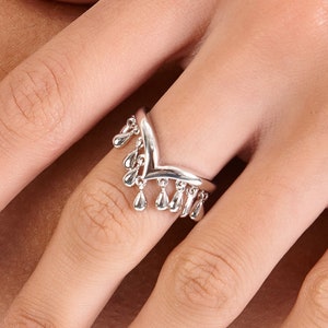 Wish Bone Tear Ring, Catwalk Ring, Fashionable Jewellery, Designer Ring, Wishbone Ring, Stackable Ring, Designer Silver Ring, UK Designer