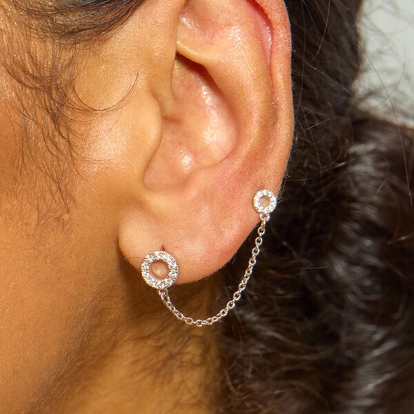 Sterling Silver Double Piercing Earring