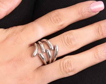 6 Drop Ring, Adjustable Ring, Designer Silver Ring, Cocktail Ring, Unique Ring, Silver Ring, Layered Ring, Set of Rings, Matching Rings