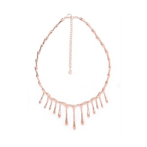 Short Multi Drop Necklace In Rose Gold Vermeil, Award Winning Designer Jewellery, Everyday and Occasion Jewellery Brand, Lucy Quartermaine