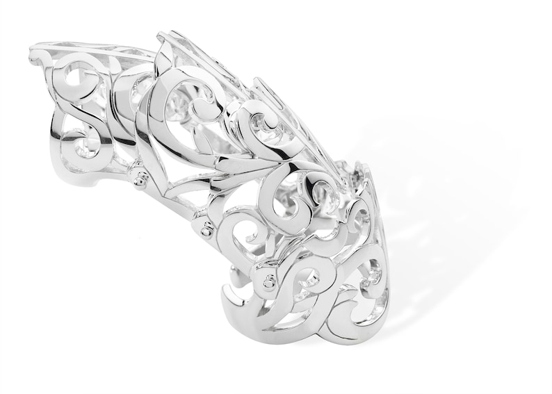 Full Finger Ring Bespoke Designer Ring Abstract Silver Ring Catwalk Ring Armour Ring Art Nouveau Ring Bendable Ring Fashion Ring