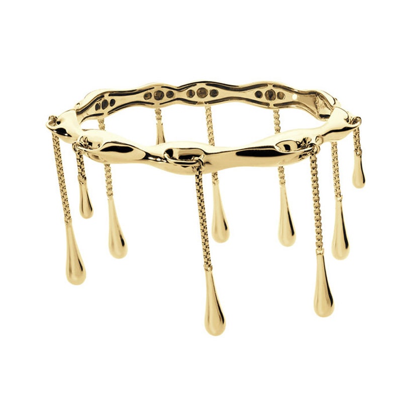 Gold Vermeil Drop Bangle, Award winning designer jewellery, everyday and occasion, luxury, unique, stylish, bestseller, gold jewellery image 4