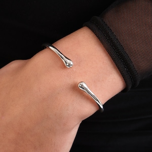 Twist Silver Bangle, Simple Bracelet, Stackable Bangle, Designer Silver Bangle, Flexible Twist Bangle, Open Silver Bangle, Flexi Bangle image 1