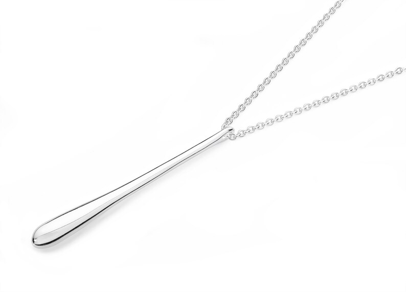 Long Drop Necklace, Long Necklace, Adjustable Long Necklace, Removable Drop Pendant, Tear Drop Silver, Designer Jewellery, British Silver image 4