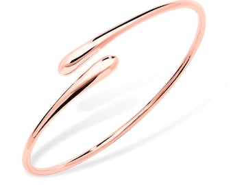 Cross Open Drop Bangle in Rose Gold Vermeil, Award Winning Designer Jewellery, Everyday and Occasion Jewellery Brand, Lucy Quartermaine